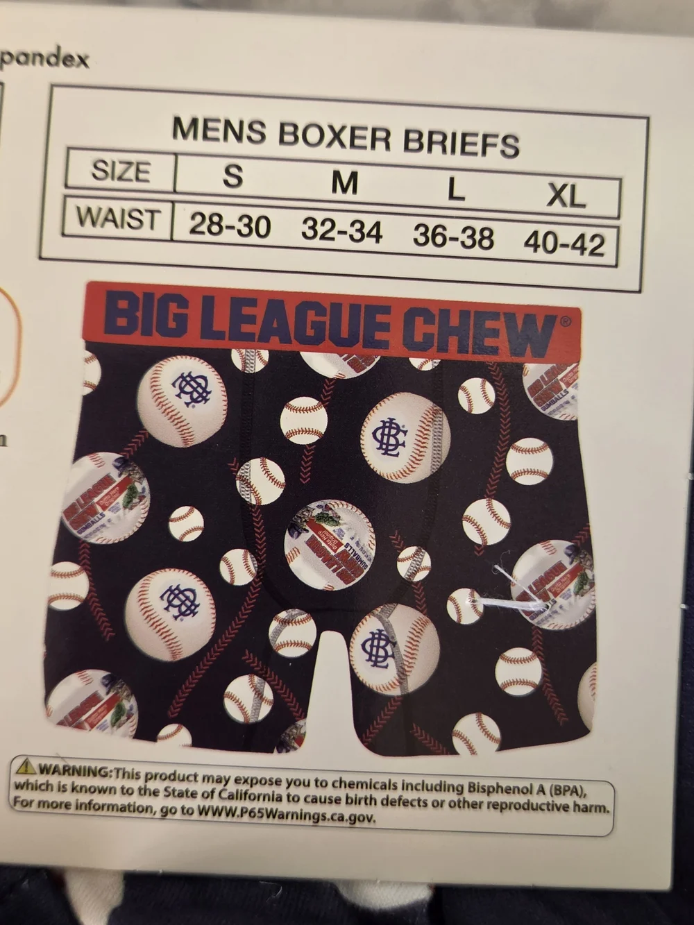 Big League Chew Men’s Baseball Print Boxer Briefs - Navy/Red - XL